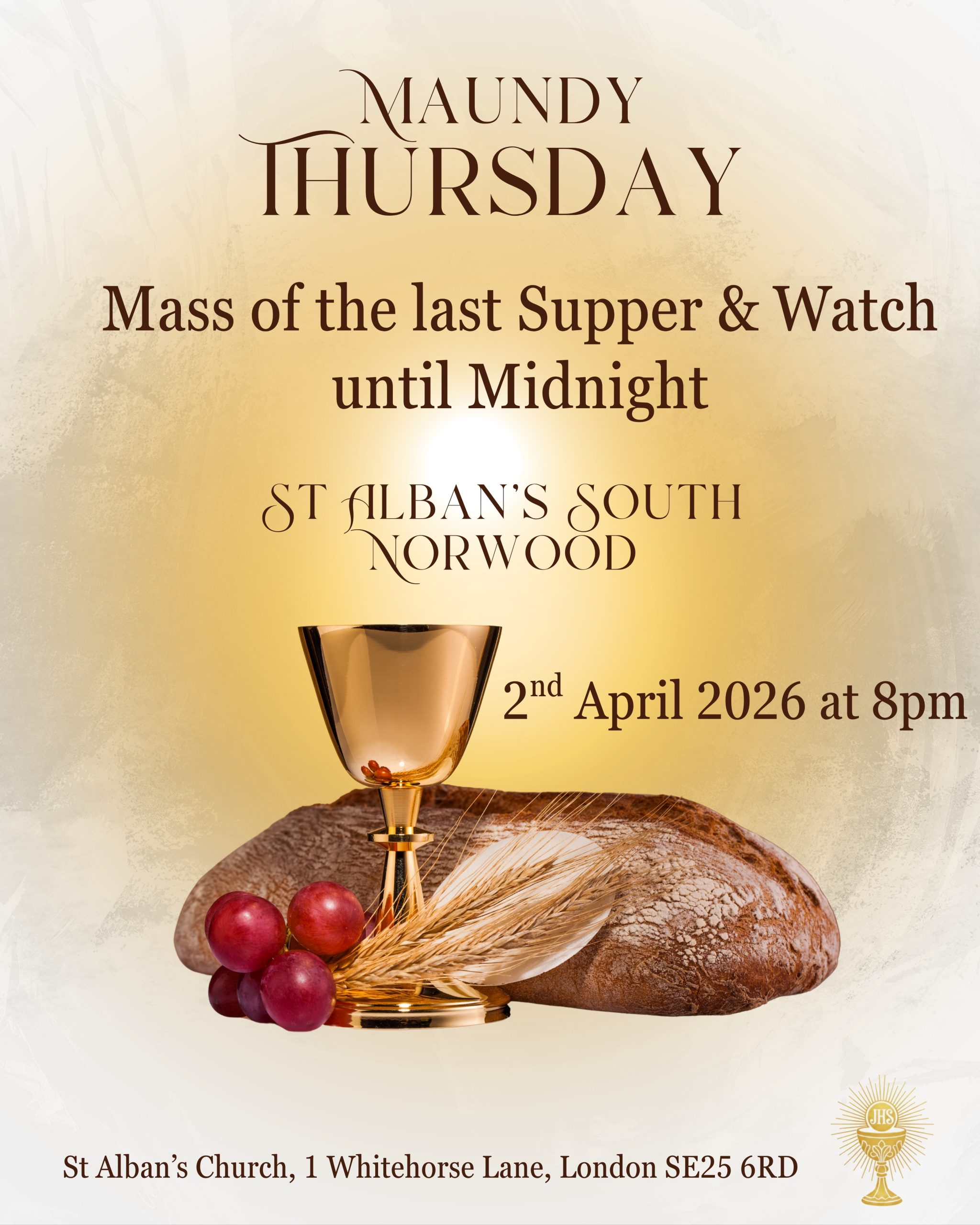 Maundy Thursday 2 April 2026 at 8pm